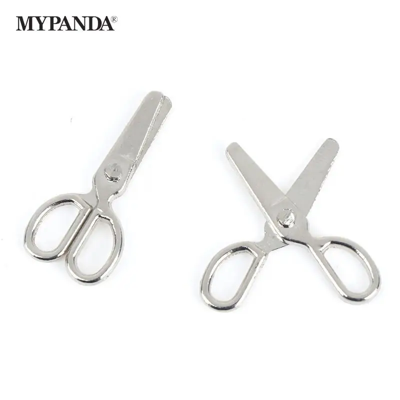 Hot 2pcs Mini Metal Scissors Miniature Dolls House Furniture 1:12 Dollhouse Decor