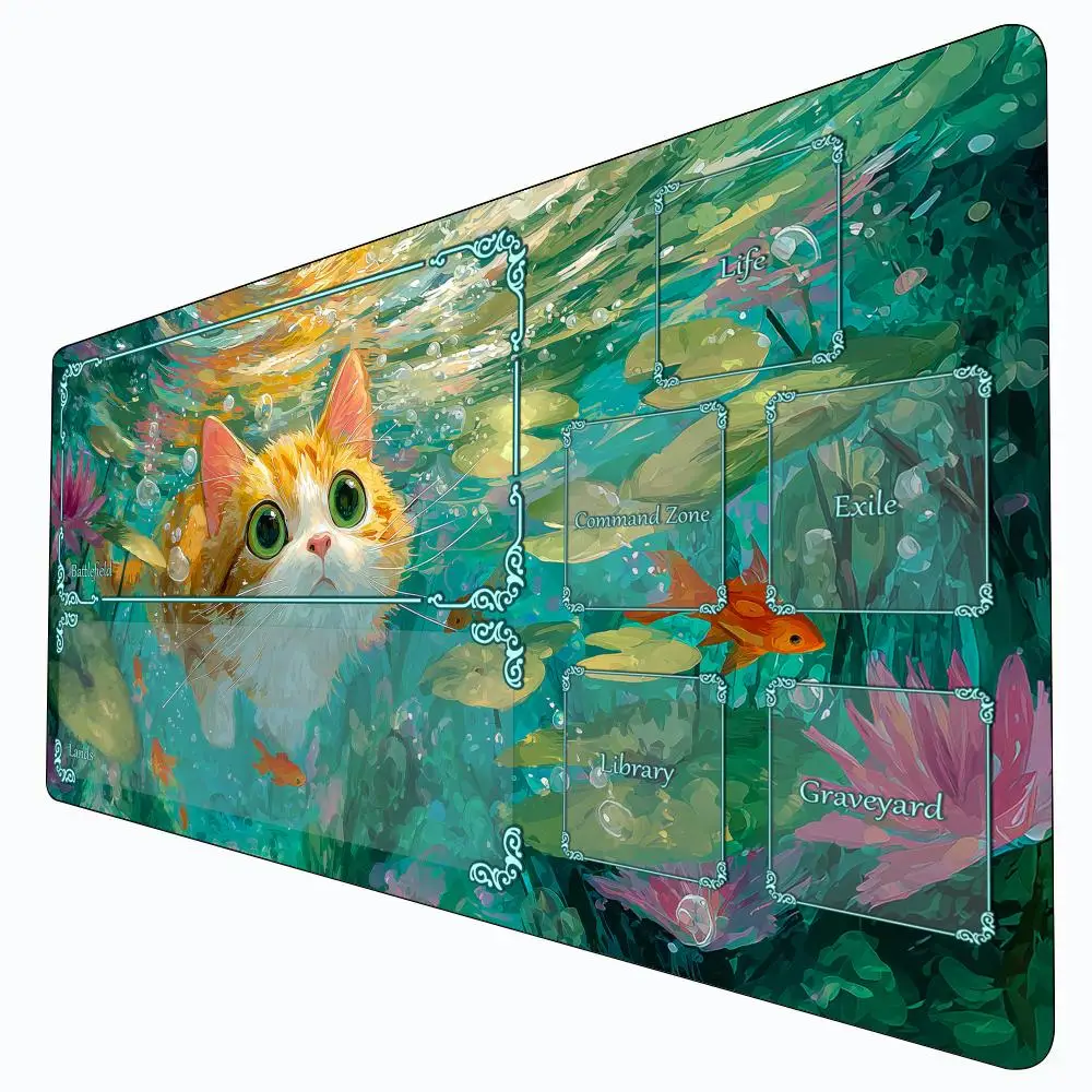 

Cute orange cat and lotus pond MTG Playmat Magic Card Battle Mat Non-Slip Durable Commander playmat Board Game Mat for TCG