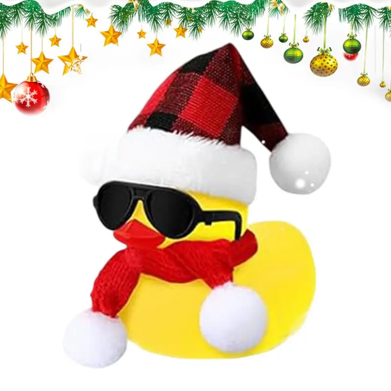 Christmas Rubber Duck Rubber Duck Car Ornaments with Sunglasses Scarf Hats Floating Squeaky Rubber Ducks Car Dashboard Duck