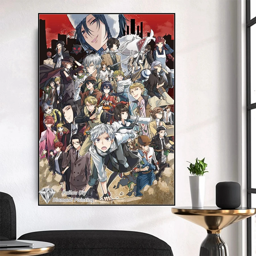 Bungou streunende Hunde DIY Diamant Malerei Kit Stickerei volle Bohrer Chuuya Dazai Atsushi Comics Kunst Kreuz stich Mosaik Wohnkultur