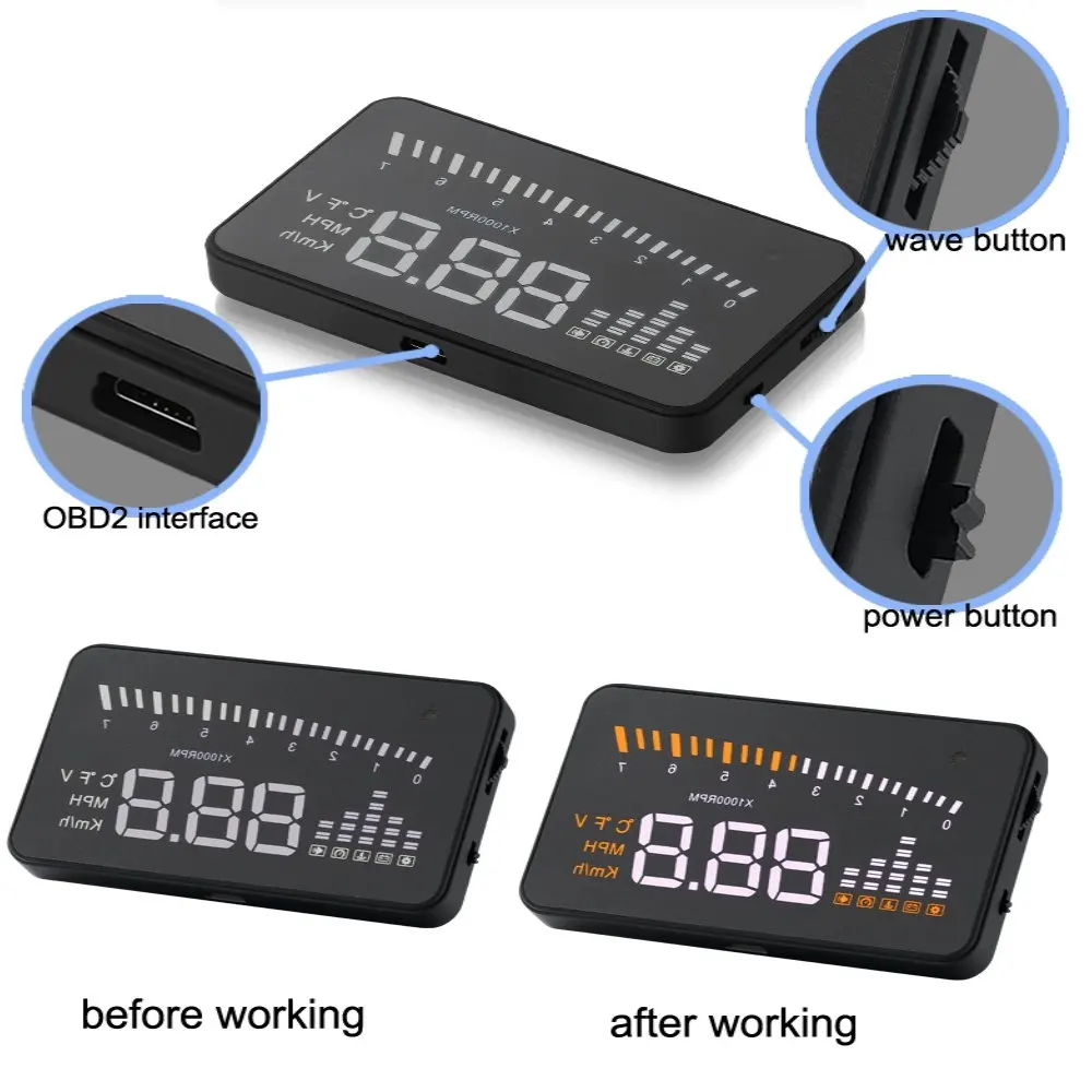 

Car OBD2 HUD Head Up Display For Ford Mustang/Fusion/F-150 2010-2019 AUTO Accessories Warning Driving Screen Projector