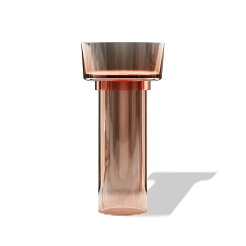 Luxury Solid Surface Half Pedestal Acrylic Wash Basin Fluorescent Wine Color Full Translucent Pink Orange Clear Bathroom