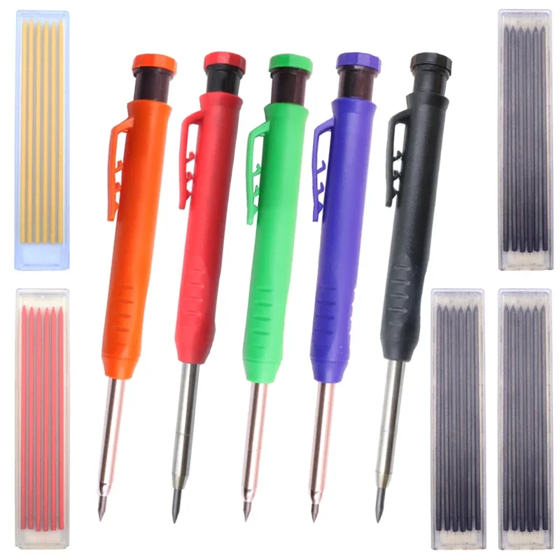 

5pcs 2.8mm Mechanical Woodworking Marking Pencil+5pcs Refills-Smooth Writing, Suitable for Site Marking on Metal, Wood