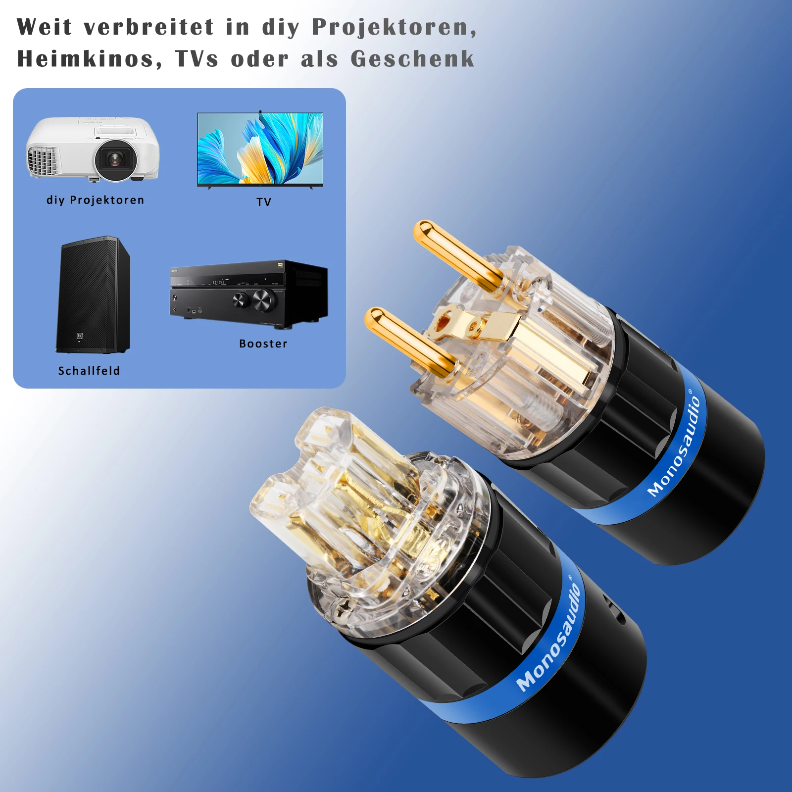 

Monosaudio E105G/F105G Hi-end Pure Copper Audio Schuko Plug Adapter For DIY Power Cable Germnay European Power Plug Connector