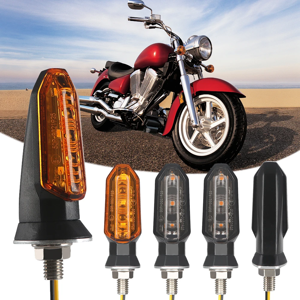 2Pcs/set Motorcycle Turn Signals 3 LED Universal High Bright Indicators Light Flashing Lights Motorbike Amber Blinker Tail Lamp