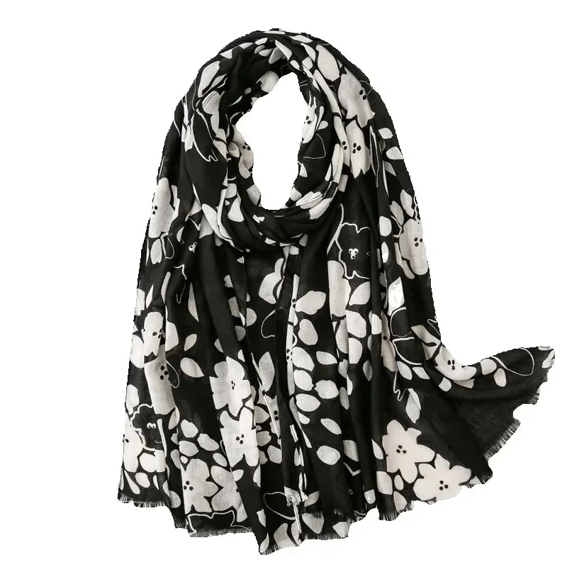 2020 New Fashion Flower Print Fringe Scarves And Shawls Long Floral Pattern Scarf Wrap Hijab Free Shipping