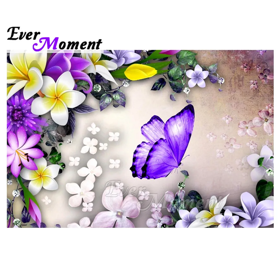 

Алмазная картина Ever Moment 5D DIY бабочка украшение ручной работы для дома Алмазная вышивка полный квадратный горный хрусталь ASF1527