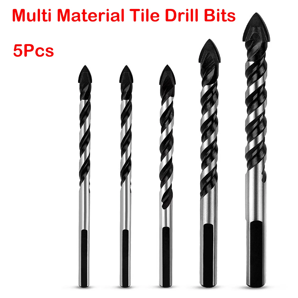 5Pcs Multi-Material Tile Drill BIts Set for Ceramic Porcelain Granite Marble New