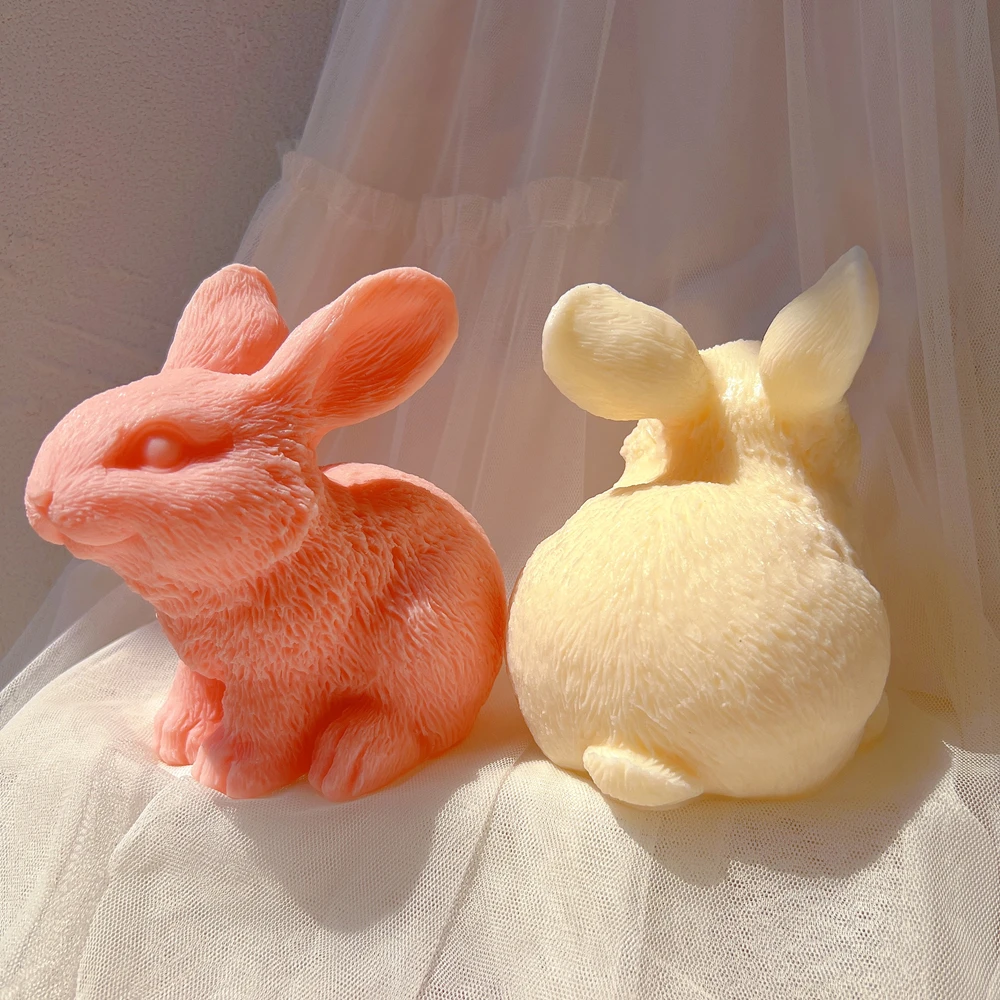 Cute Bunny Candle Molds Aesthetic Rabbit Silicone Mold Home Decor Funky Animal Wax Mould Easter Unique Gift