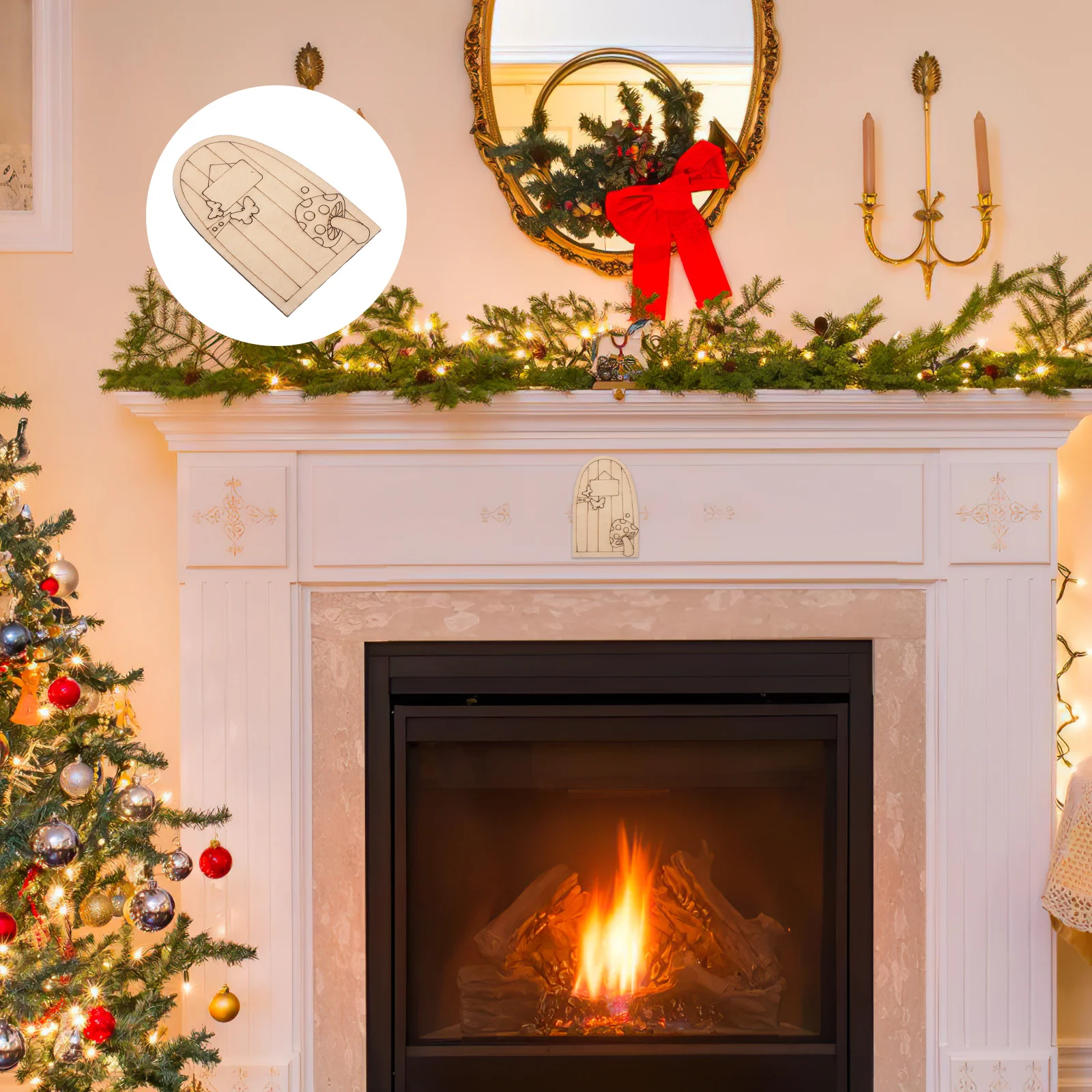 50 قطعة طقم الباب الجنية خشبية مصغرة الجنية أبواب المنزل DIY بها بنفسك الحرفية موس المشهد حديقة جنوم زخرفة ديكور #1