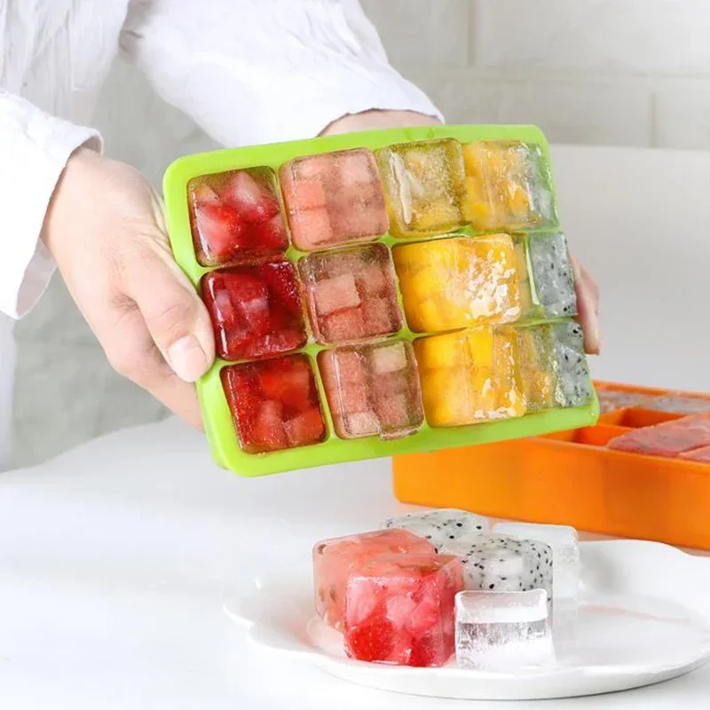 15 Grid Silicone Ice Cube Maker Easy-Release Square Shape Ice Cube Trays Molds Kitchen Bar Pub Wine Ice Blocks Maker Mould Tools