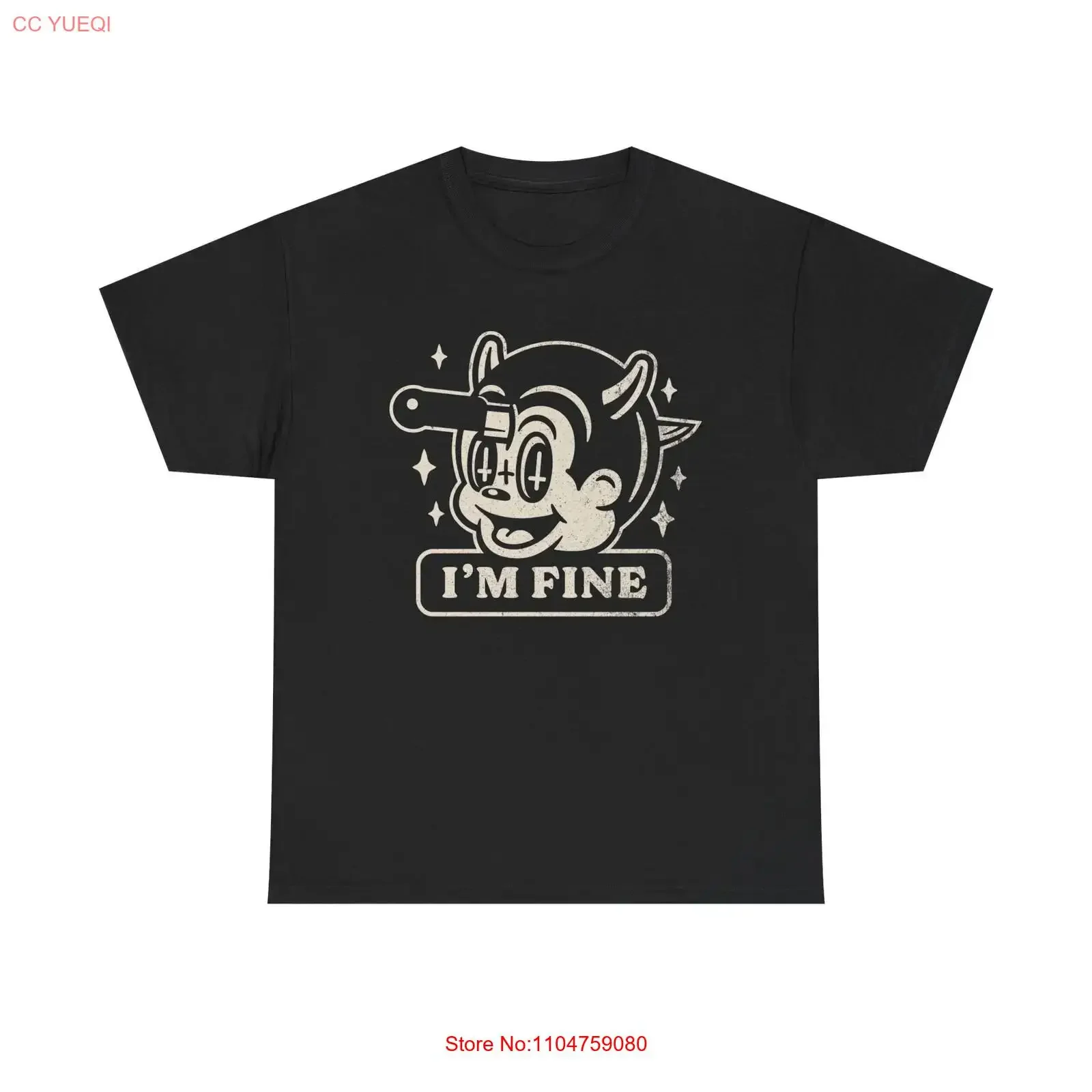 Im Fine Funny Knife In The Head T Shirt Comfy Cotton Brand NEW vintage Washed Unisex Breathable designer clothes Comfortable