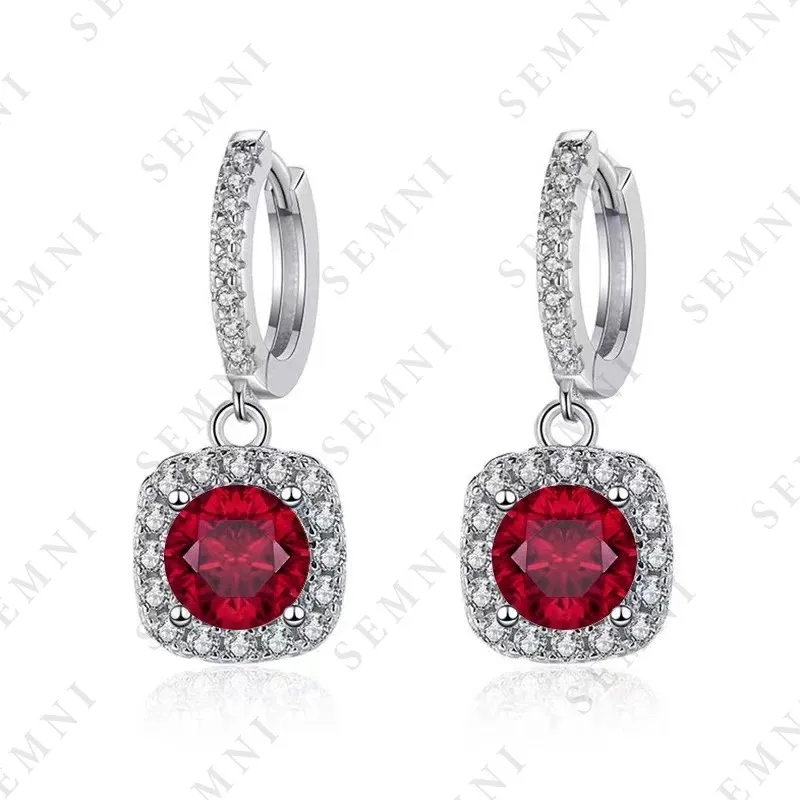 SEMNI 1.0/2.0/4.0/6.0ct Moissanite Diamond Drop Earrings for Women Ruby Sapphire Emerald Wedding Jewelry 925 Sterling Silver