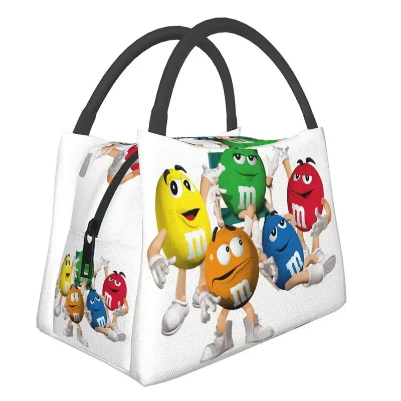 M & M-bolsas de almuerzo con aislamiento de Chocolate para mujer, Enfriador de personajes de dibujos animados portátil, caja Bento térmica, oficina, Picnic, Viajes