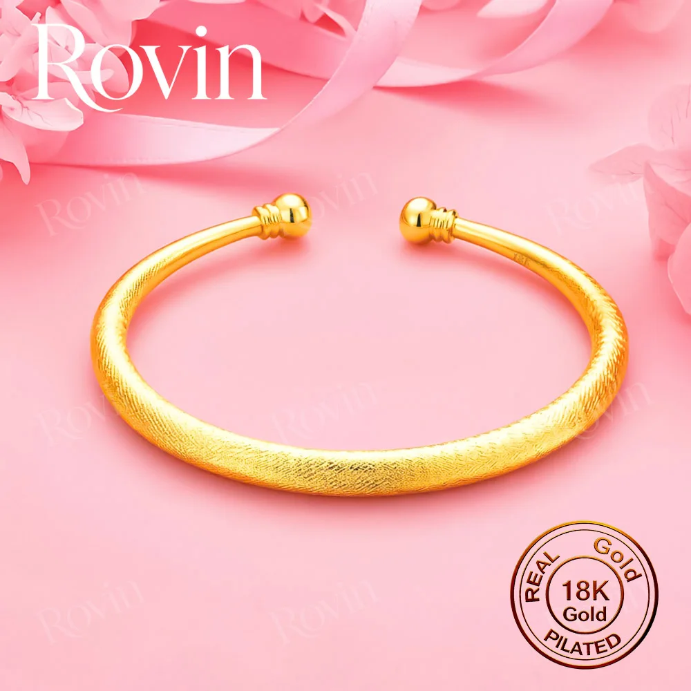 18K Gold Brushed-Finish Open Bangle – A Stylish Accessory for Weddings and Parties