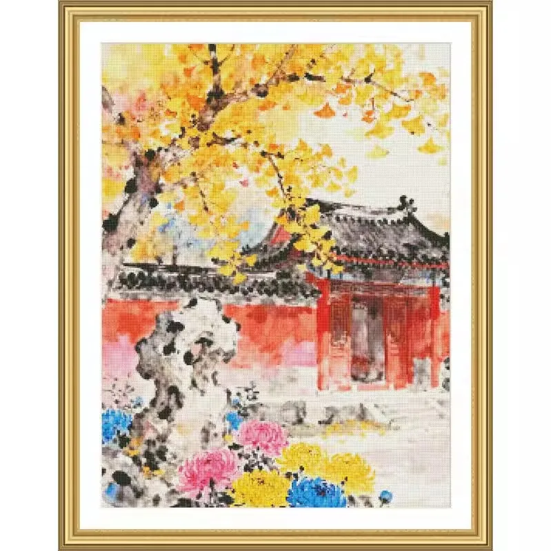 

ZZ8019 Autumn 14CT 16CT 18CT Printed On Canvas Cross Stitch DIY Set Needlework Embroidery 105 Colors