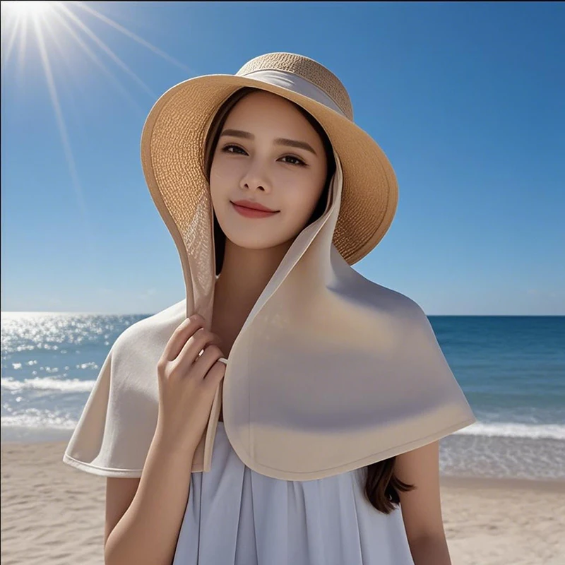 1/2/3 шт. летняя женская солнцезащитная шляпа с защитой от ультрафиолета, шляпа с большими полями, закрывающая лицо, маска для лица, защитная шляпа для шеи