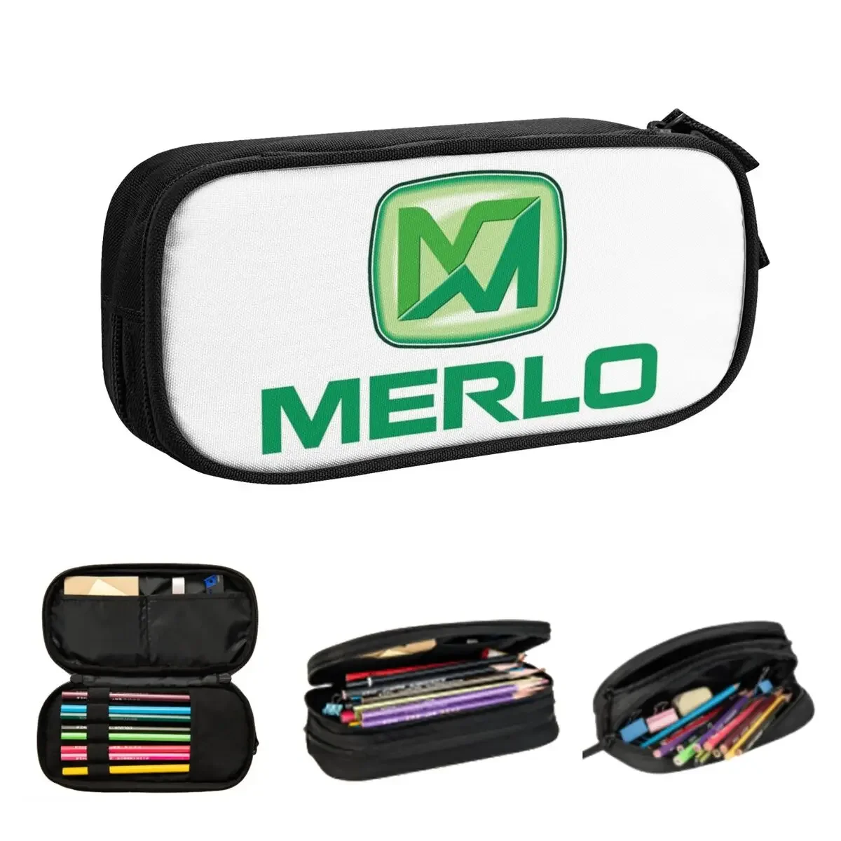 Merlo Logo Pencil Cases Large Storage Pen Bags Pen Box Pencil Pouch For Boys Girls Students Stationery School Office