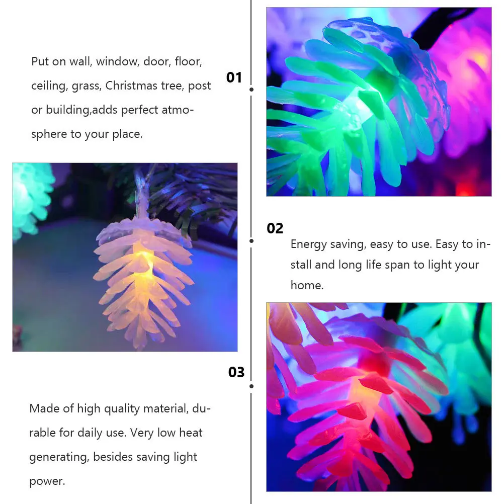 

Pine Cone Led String Lights Warm White For Christmas Party Garden Indoor Outdoor Decoration Pine Cone Lamp