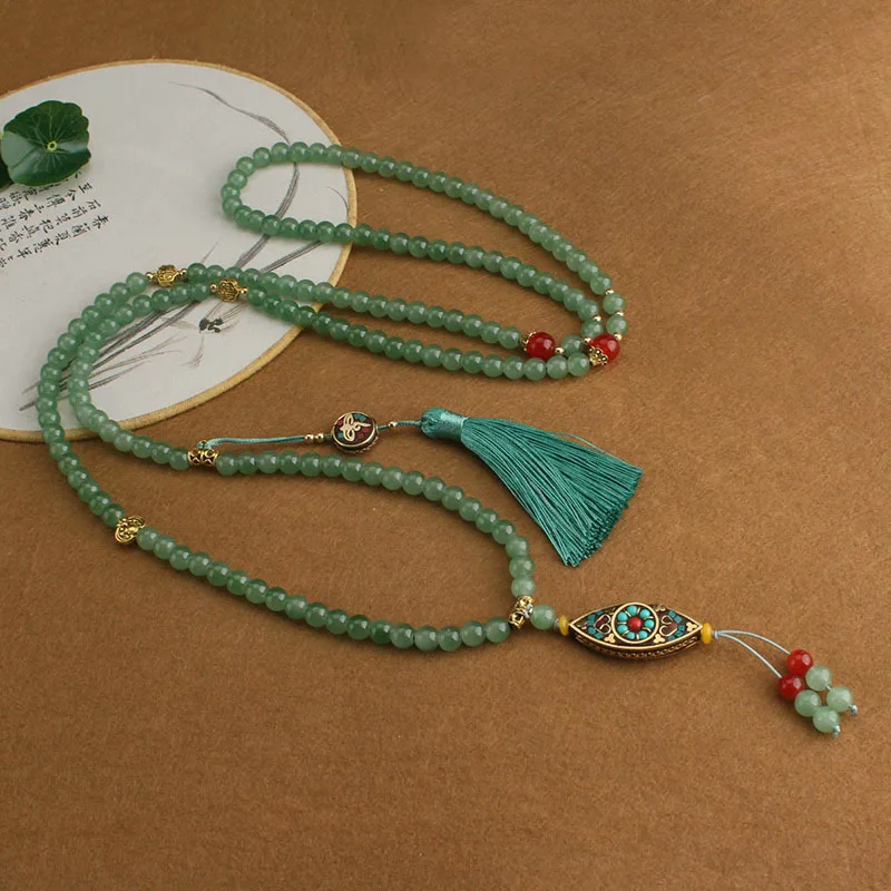 Geometrische Quaste Anhänger Kupfer Runde Perle Umhängetasche Kette Ethnischen Stil Frauen Mode Vielseitige Lange Halsketten Schmuck – Detail 4