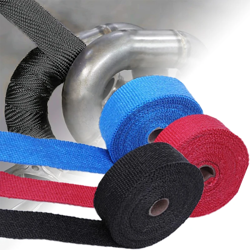 1.5M Roll Heat Shield Motorcycle Exhaust Thermal Tape Header Pipe Heat Wrap Tape Thermal Protection with Stainless Ties