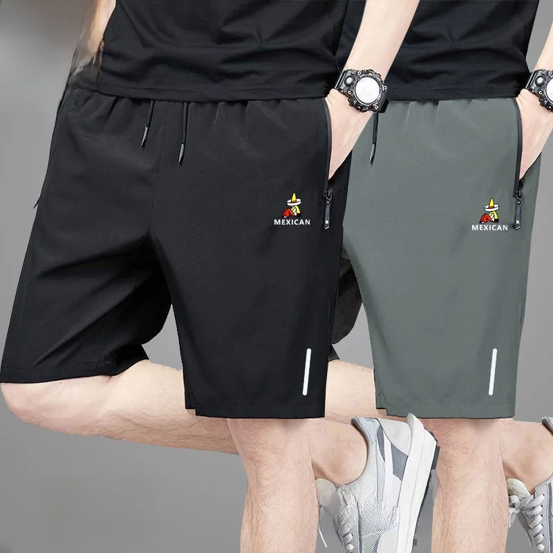 

Мужские спортивные брюки для бега Five-Quarter Ice Silk Thin Qui Dry, свободные спортивные брюки большого размера для фитнеса, повседневные спортивные брюки с низкой талией из полиэфирного волокна