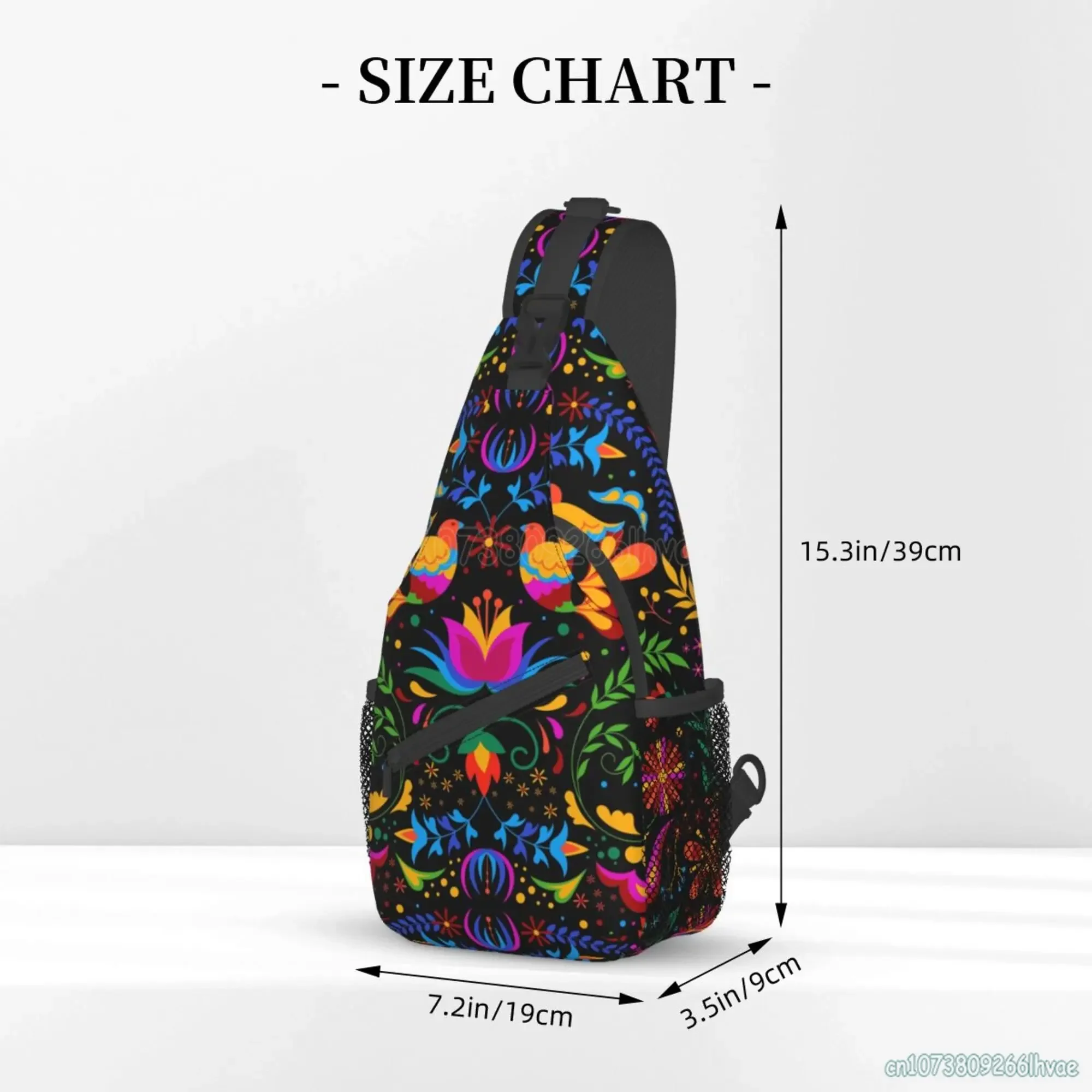 Mexican Flowers Otomi Art Print Crossbody Bags Unisex Casual Chest Bag Women Travel Sports Hiking Daypack Fashion Sling Backpack