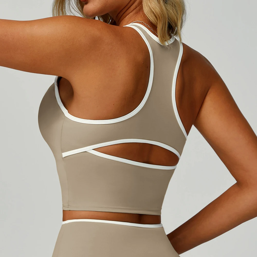 Color Block Sport Bra Yoga Vest Women high strength Tight Top Comprehensive Training Gym Workout Yoga Underwear With Chest Pad
