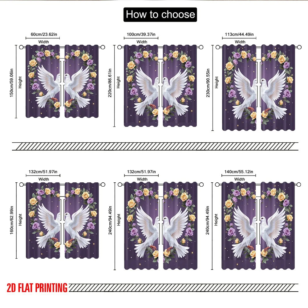2pcs 2D flat printing Curtain - Home Office Romance avaliação e preço