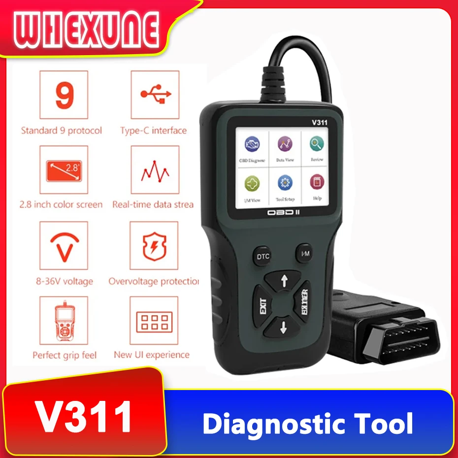 

V311 Engine Fault Code Reader Scan Tools OBD2 Universal Car Diangostic Scanner Automobile Fault Detector