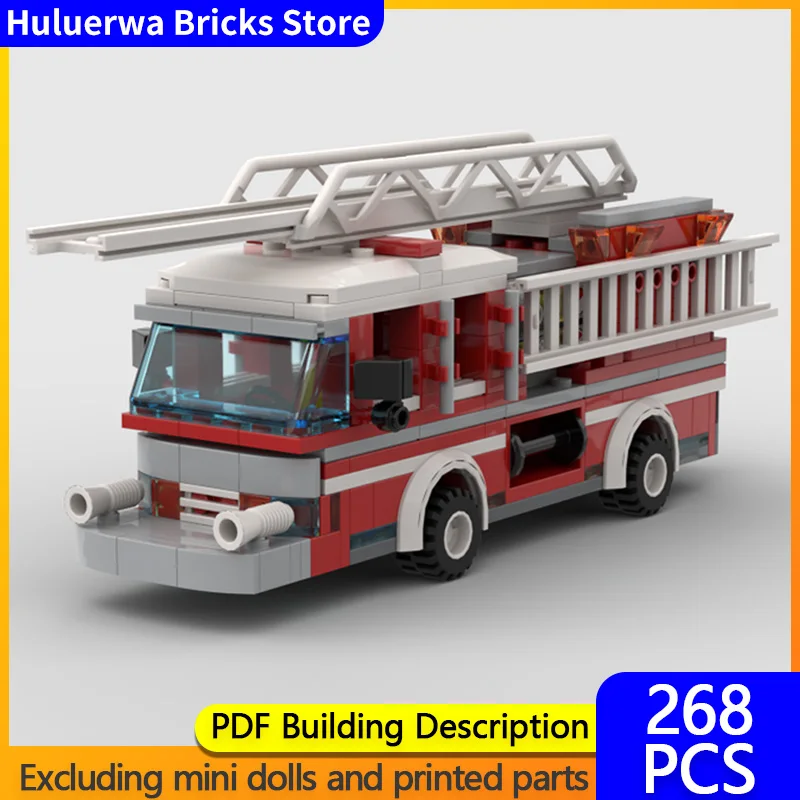 

Модель городской автомобиль MOC, строительные кирпичи, лестница, пожарная машина, модульная технология, подарки, праздник, сборка, детские игрушки, костюм