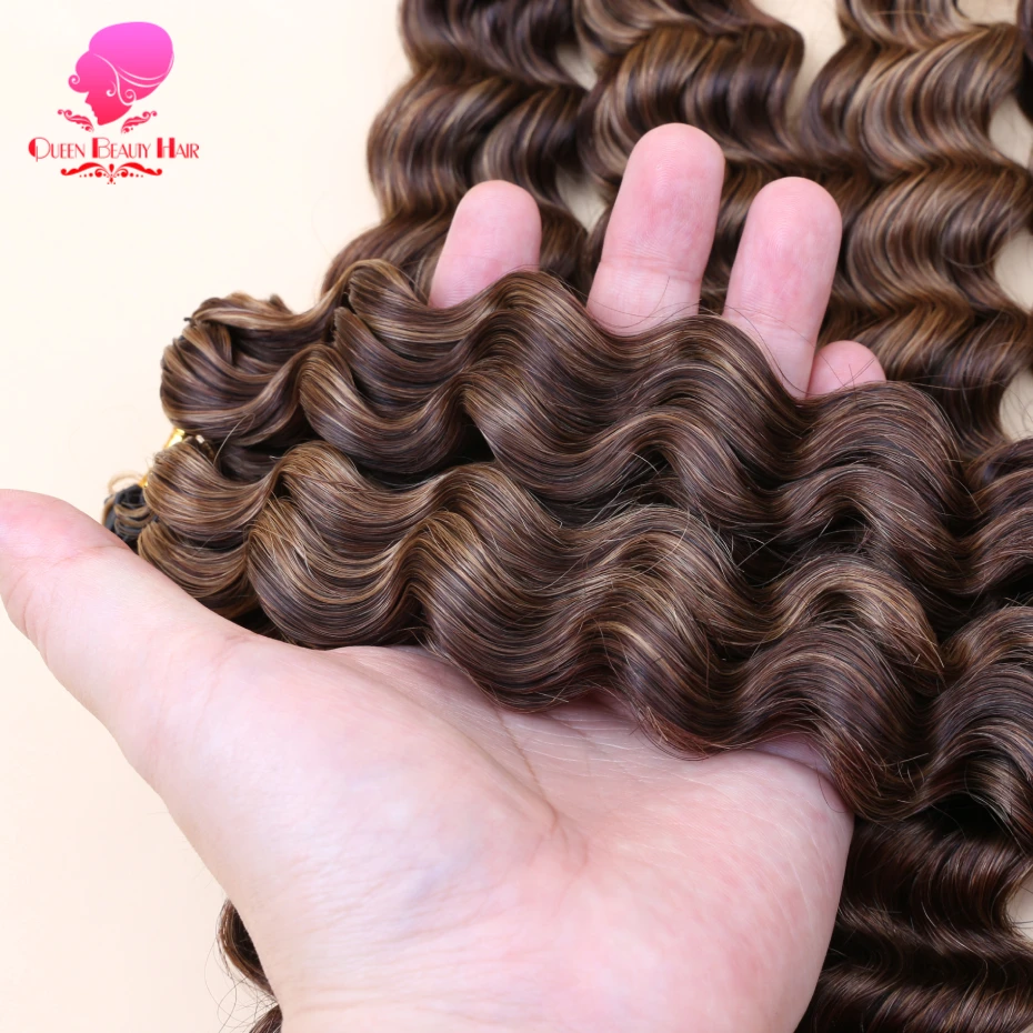 Highlight Deep Wave Feather Crochet Echthaar Unsichtbare Wunderknoten Haarverlängerung 100% Echthaar Farbige Boho Zöpfe – Detail 19