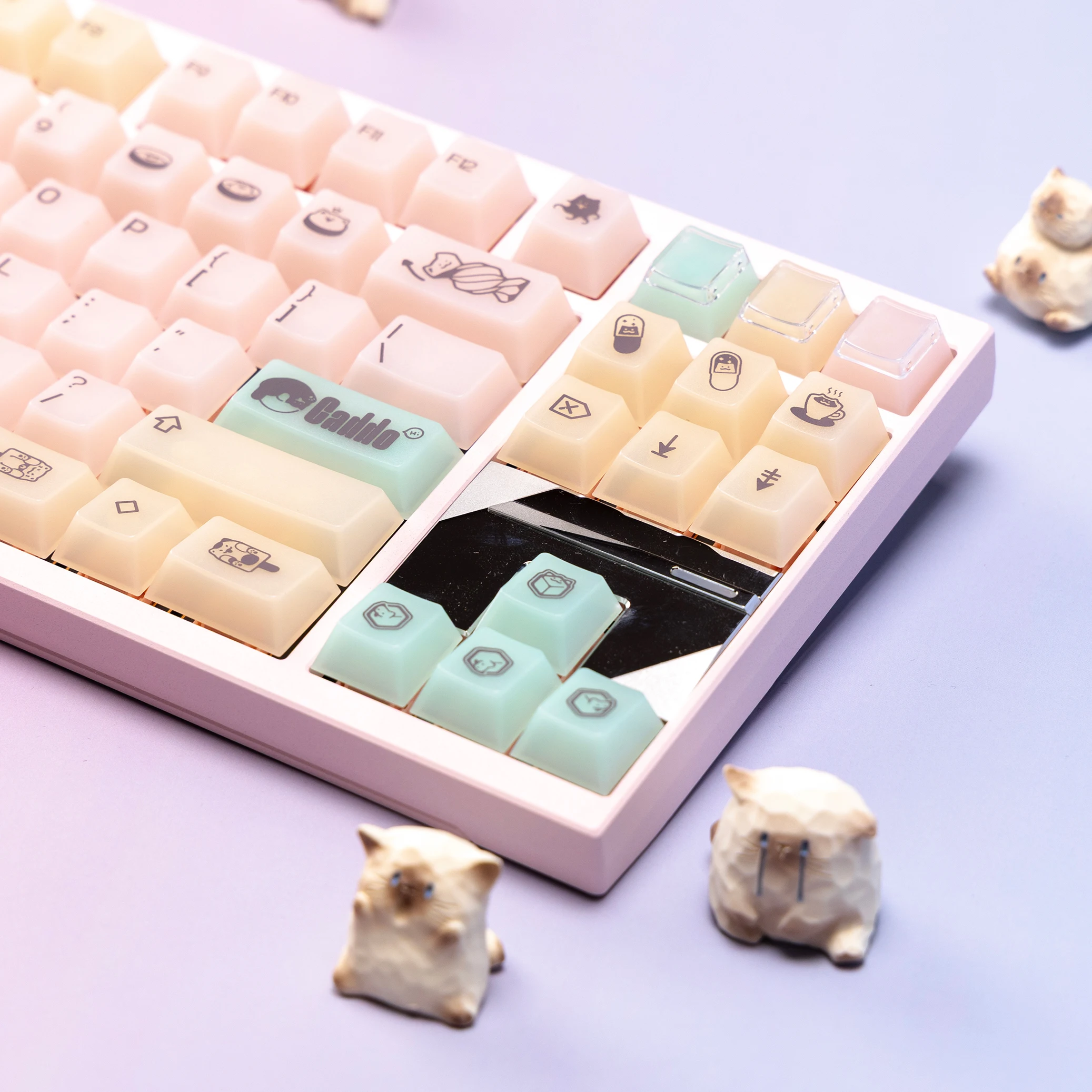 

122 Keys Pink Misty Through Keycap Cute Keycaps Chreey Profile PBT Key Cap for MX Switch 64 68 75 87 Mechanical Keyboard