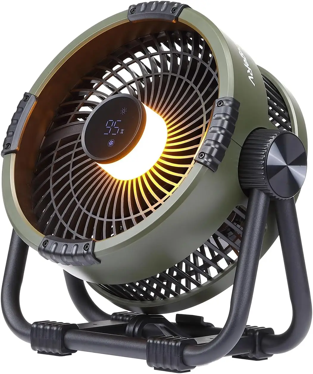 

Rechargeable Portable Fan with 20000mAh Battery, 4 Wind Speeds, Hook, Brighter Light, LCD Display, 270° Rotatable for Camping Tent Outdoors Office Travel RV, Green