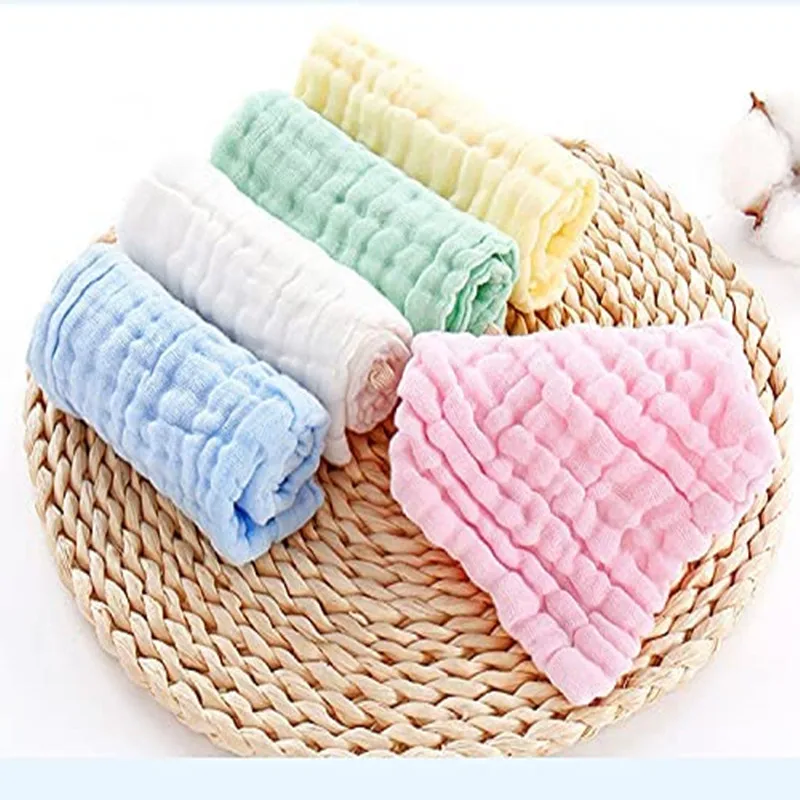 

5pcs/lot Baby Face Towels Muslin 6 Layers Cotton Soft Handkerchief Bathing Feeding Face Washcloth Wipe Burp Cloths 28*50cm