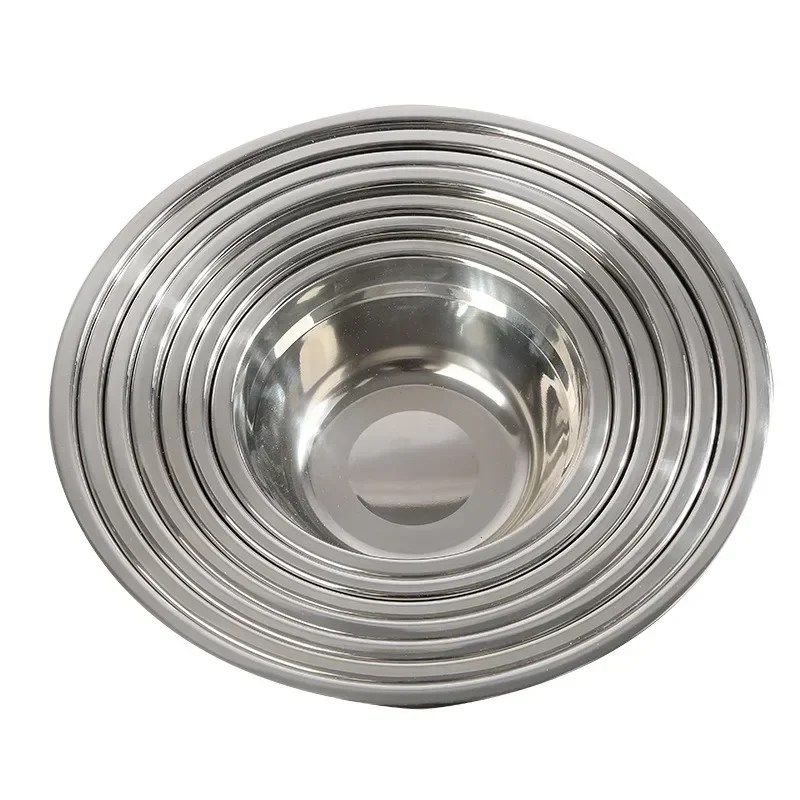 Stainless Steel Round Thicken Kitchen Cooking and Baking Kneading Bowl, Washing Fruit and Vegetable Bowl