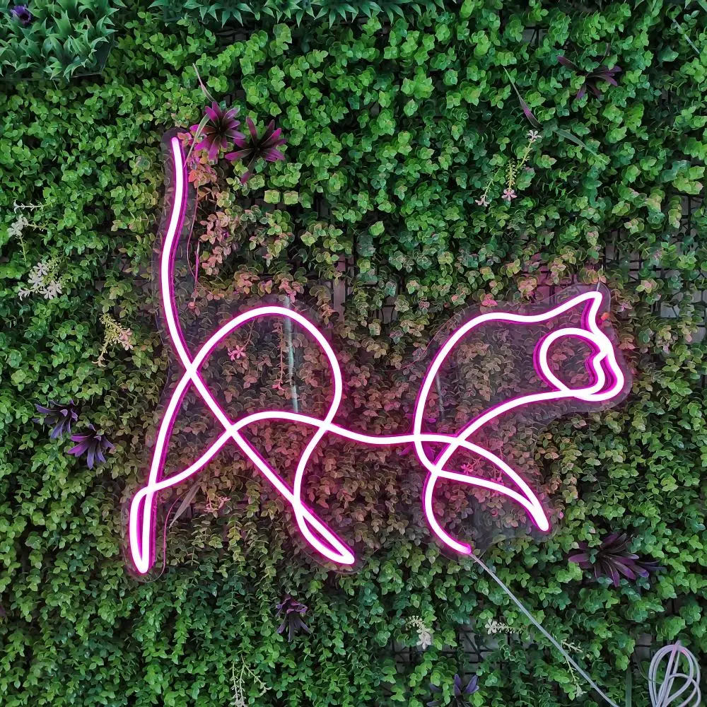 Iron Stand Stylish Wall-Mounted LED Neon Lights Signboard Remote Control Feature Featuring Cats Animals