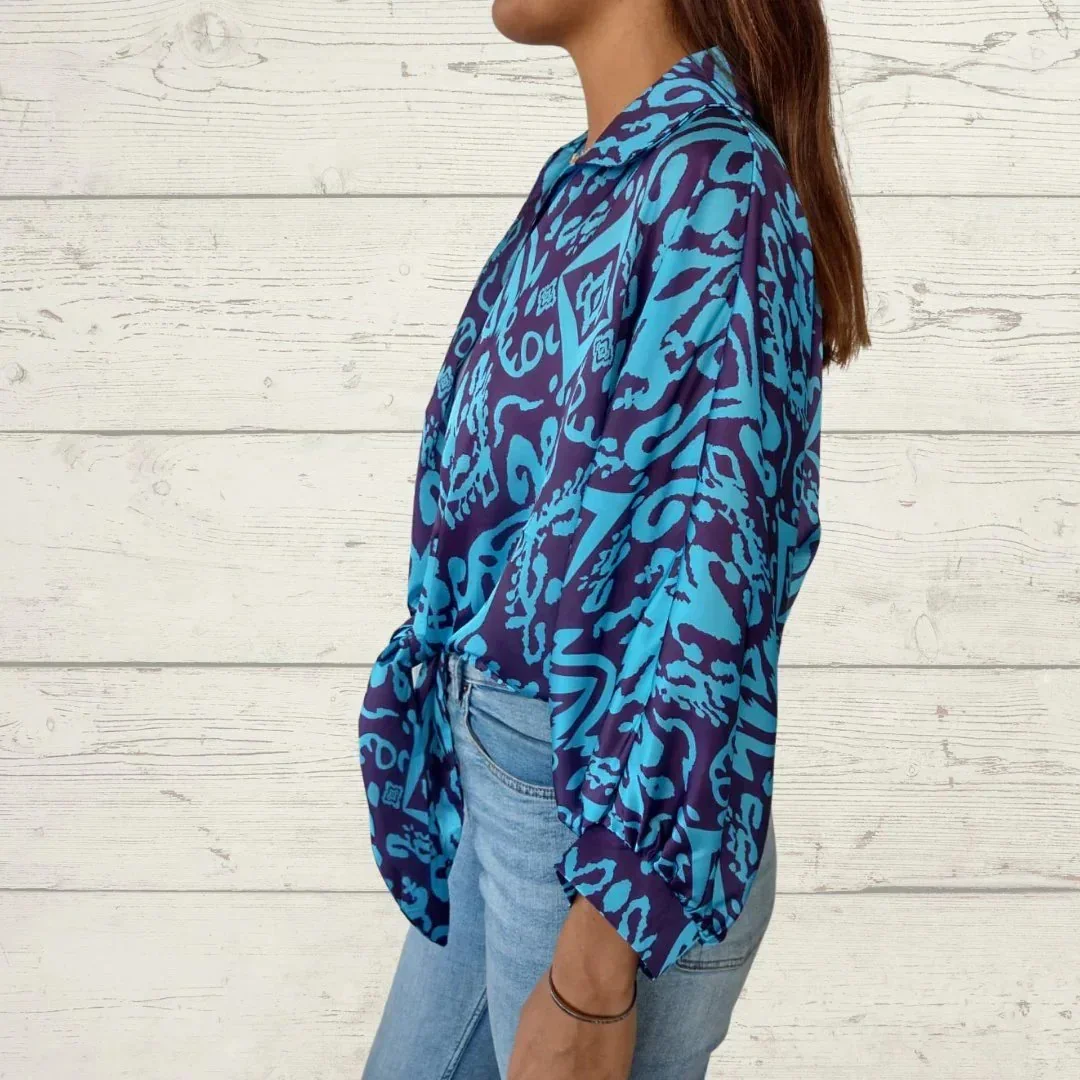 

2025 European and American women's clothing spring and autumn tops casual long-sleeved shirts POLO shirts printed shirts