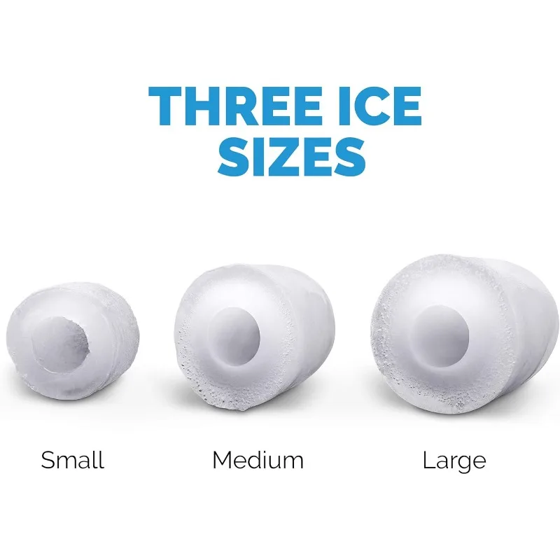 ماكينة صنع الثلج Newair Bullet - ماكينة صنع كونترتوب 28 رطلاً/يوم، خالية من مادة BPA، ماكينة صنع الثلج المحمولة، ماكينة صنع المكعبات ذات 3 مقاسات