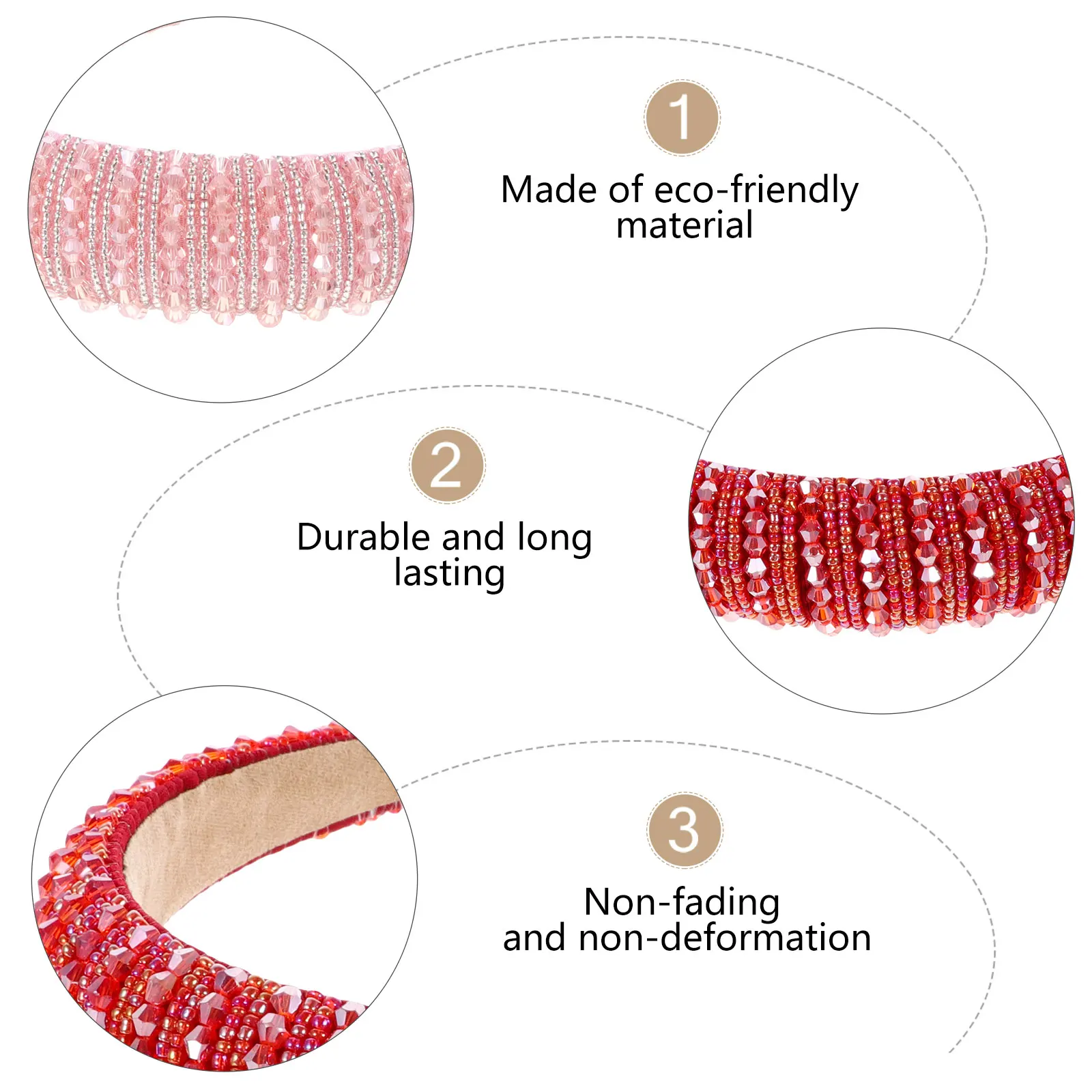 

2Pcs Crystal Rhinestone Headband Headband Red Wide Rim Lightweight Bride Party Hair Accessories Stylish Ornaments