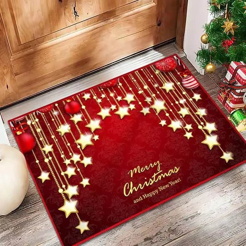 VIKAMA Christmas Welcome Doormat Indoor Outdoor Dirt-Resistant Entrance Doormat Bedroom Living Room Sofa Decorative Floor Mat