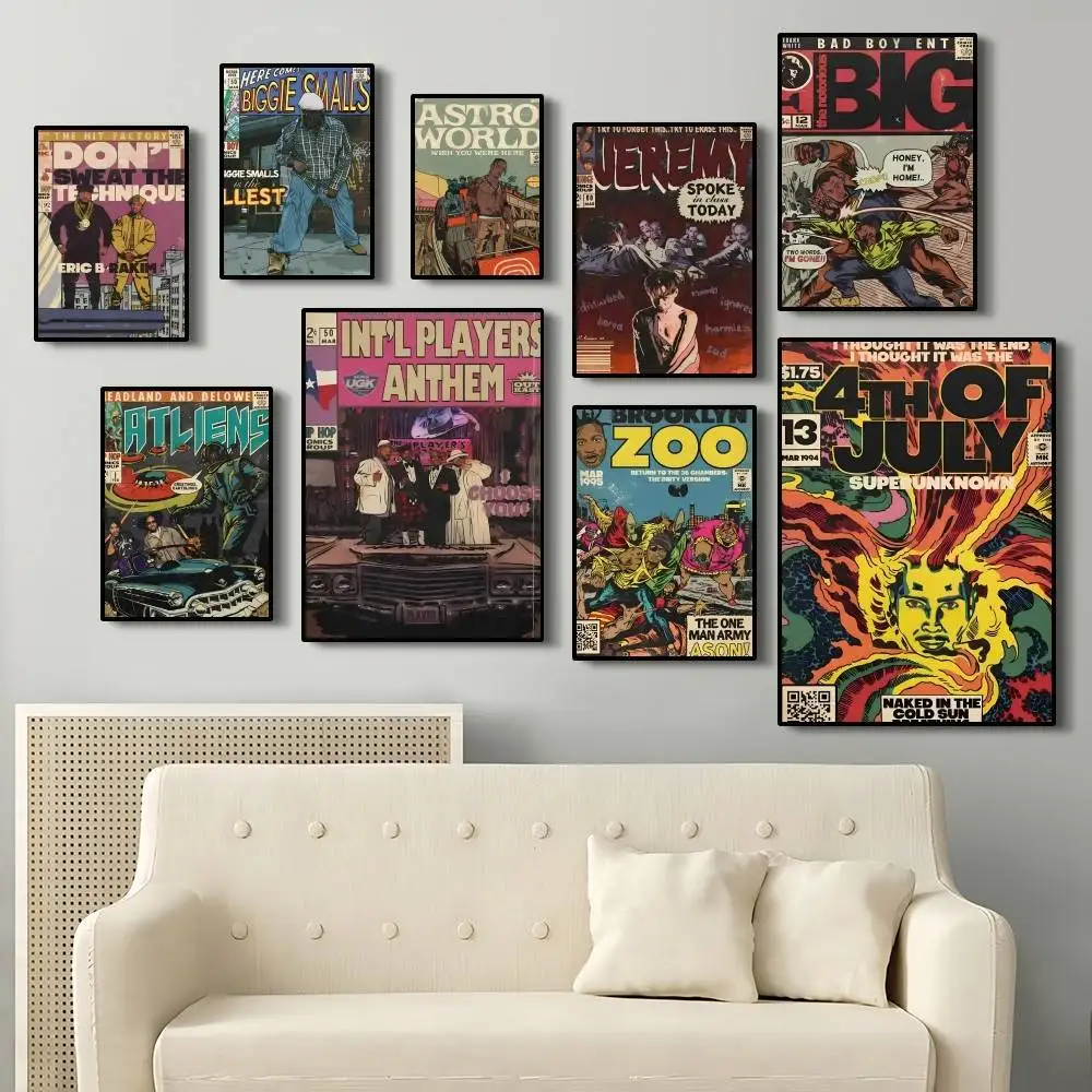 1 قطعة Weeknd الهزلي Nwa ترافيس سكوت المشارك لزجة جدار الفن الطباعة مقاوم للماء غرفة المعيشة المنزلي غرفة نوم بار ديكور جمالي