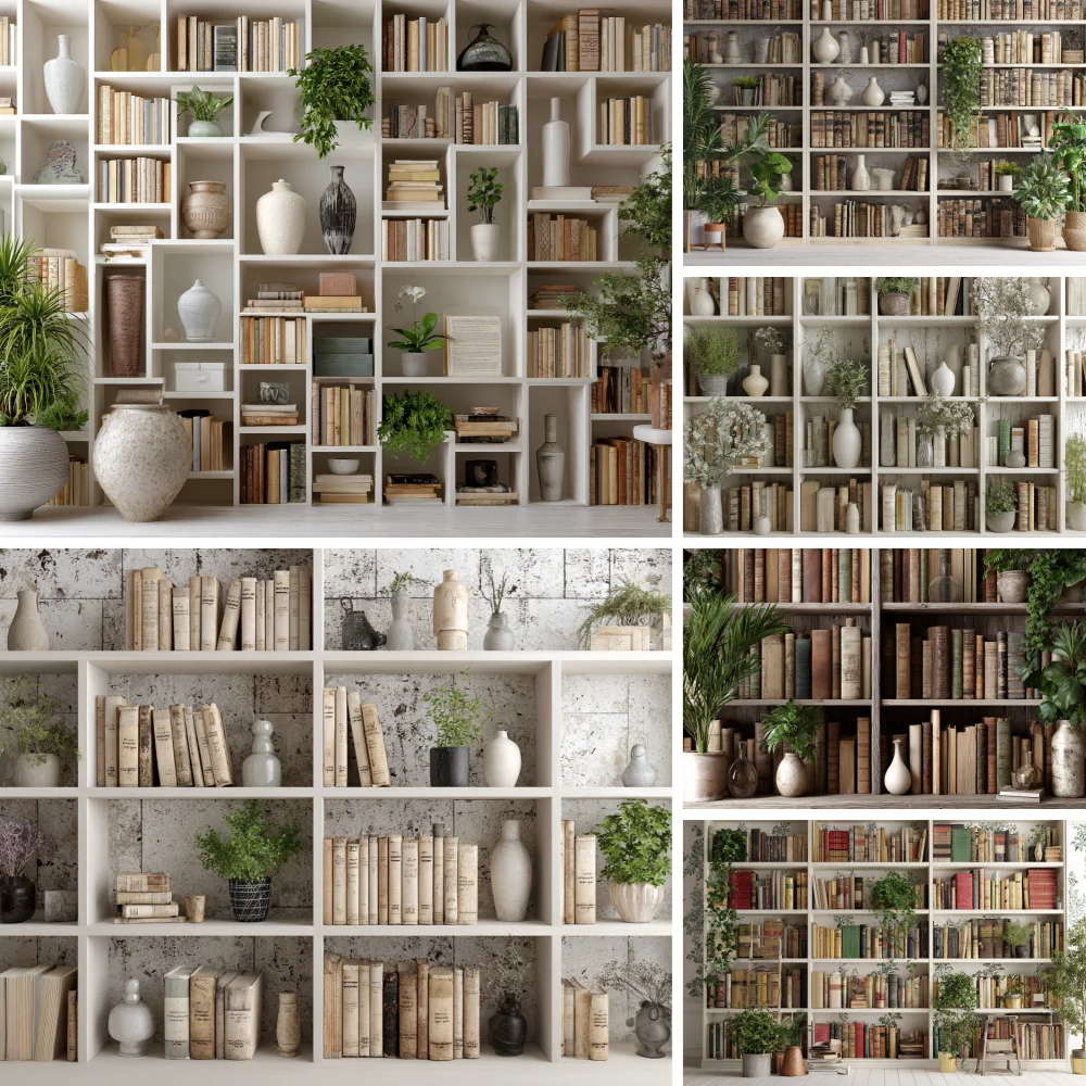 Vintage Library Backgrounds for Photographs Backdrop Birthday Book Floral School Bookcases Accessories Photo Portrait