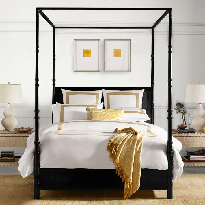 Wood bedroom big hotel canopy bed furniture poster cane bed