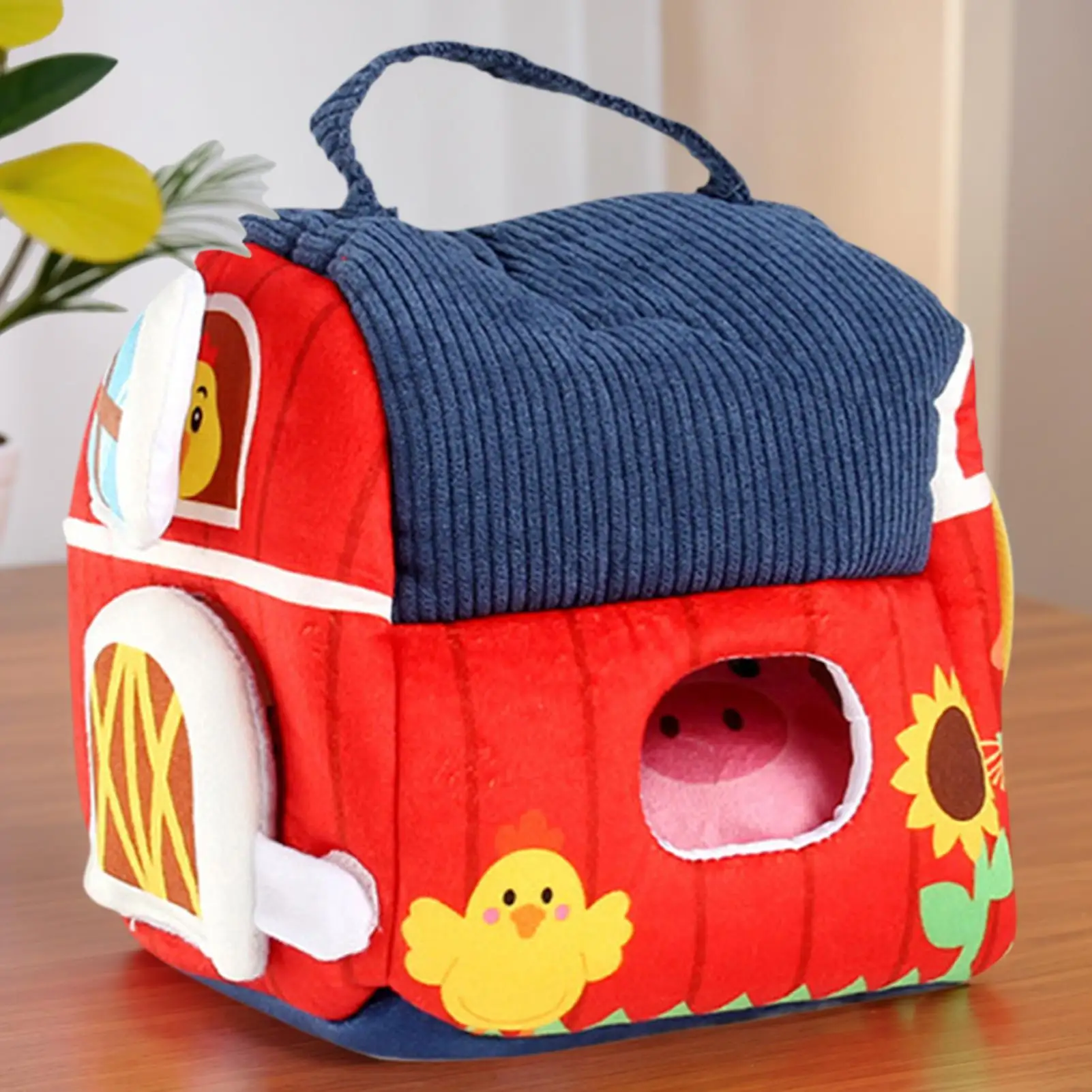 Giocattoli da fattoria di peluche Animali di peluche interattivi per lo sviluppo portatili morbidi Giocattoli sensoriali Fienile di peluche per ragazzi Ragazze Bambini Famiglia