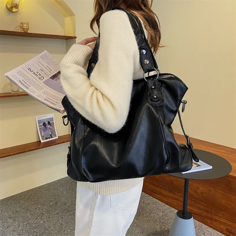 

Large Tote Bag Women 2024 Autumn Winter Cross-border Wholesale Soft Leather Casual High Capacity Shoulder Bag Handbag