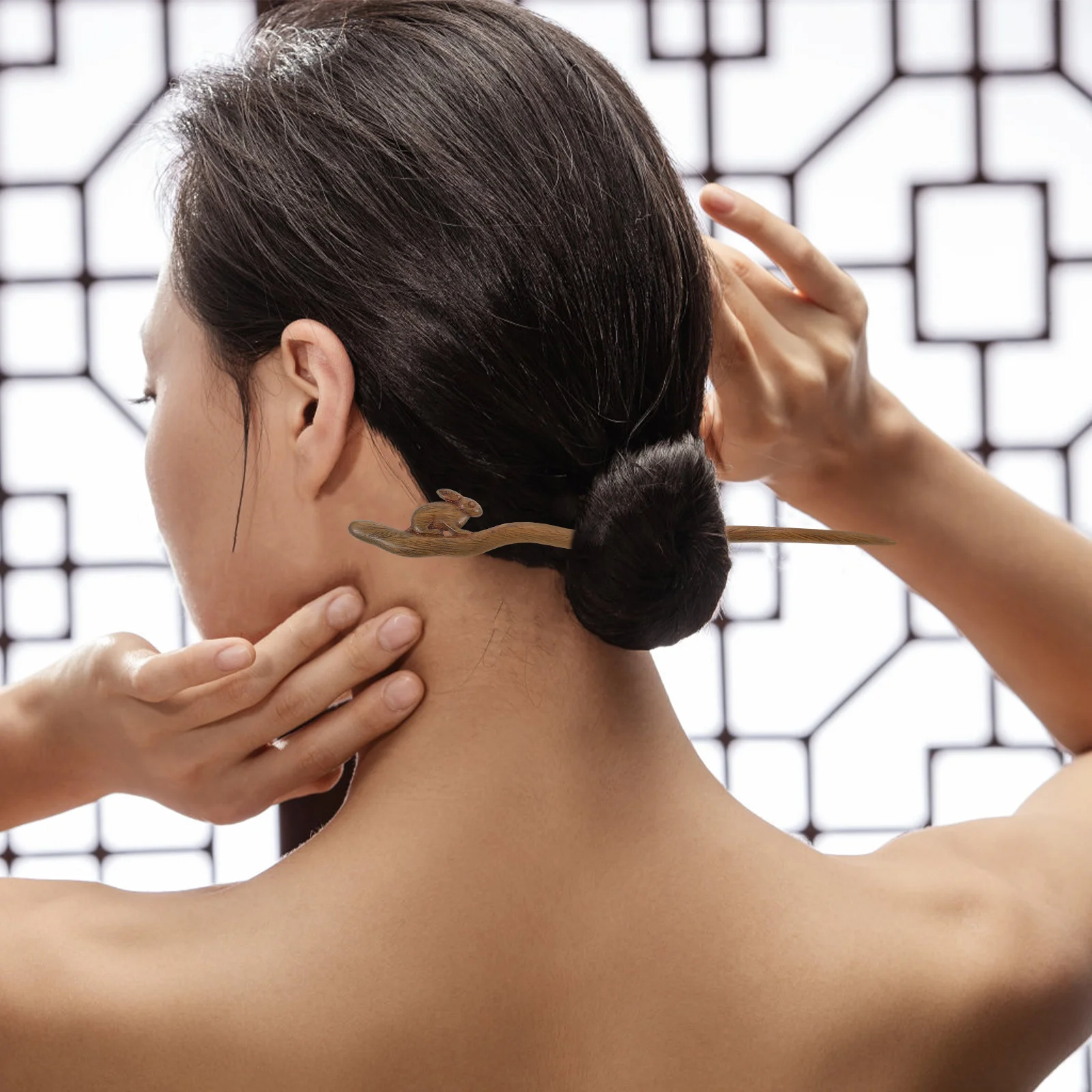 

Rabbit Wooden Hair Stick Retro Chinese Accessory for Special Occasions Weddings Dances Cosplay Stage Performance