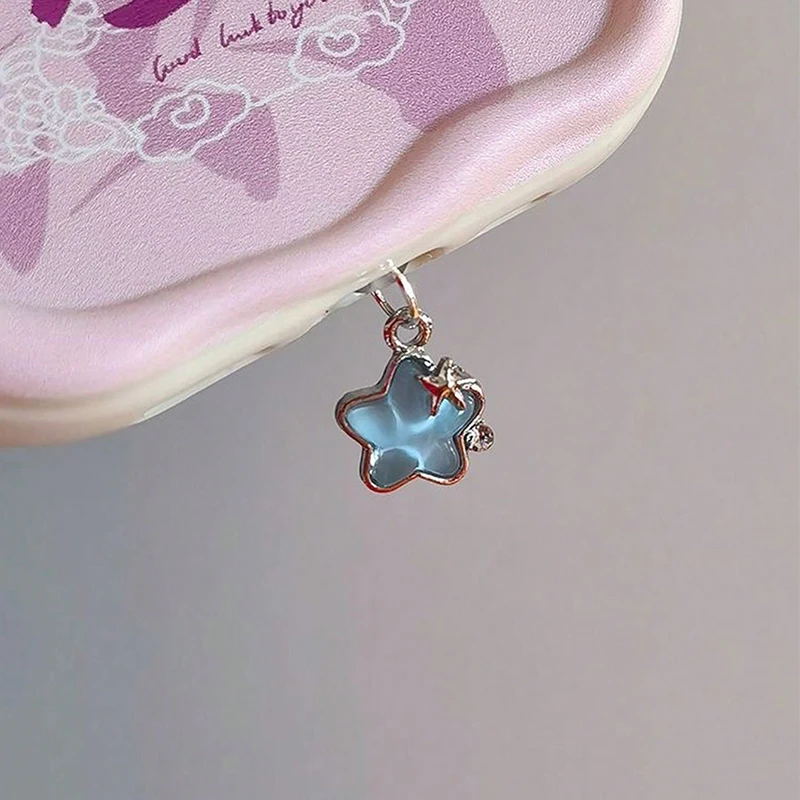 Adorno de tapón de puerto de carga con estrella de diamante, elegante para damas, para iPhone Type C Micro USB, protección contra polvo, colgante para regalo 3