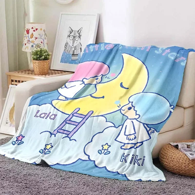 6 Sizes Sanrio Little Twin Stars Pattern Blanket Warm Soft Fluffy Kids and Adult Sofa Bed Throw Blanket Travel Camping Sheet