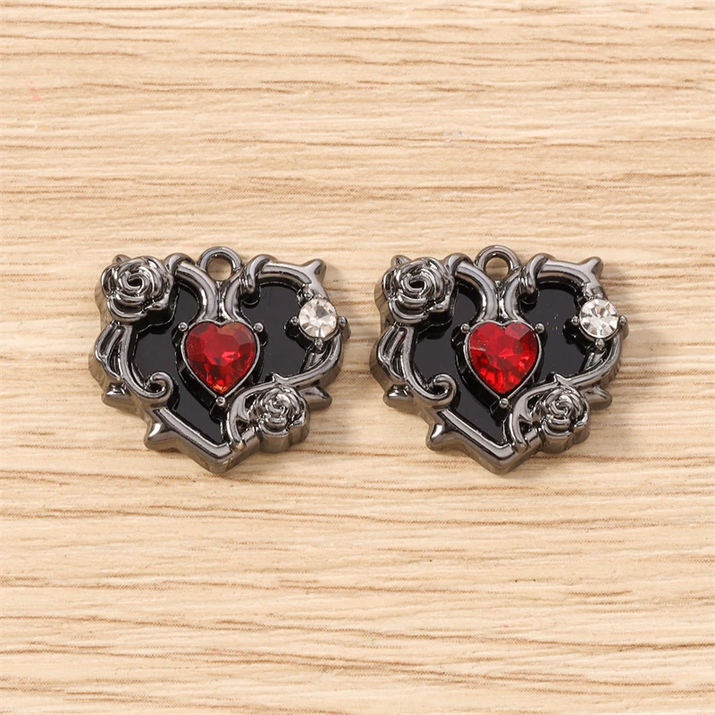 5 Stück 20x18mm Niedliche Kristall-Metall-Herzanhänger für Schmuckherstellung, Halsketten, Ohrringe, Armbänder, DIY-Bastelzubehör – Detail 9